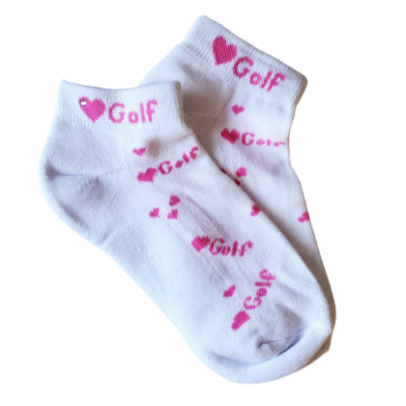 On the Tee Socks - Love Golf - Hot Pink Crystal