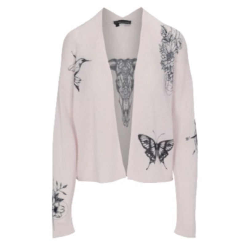 360 Cashmere Pia Cardigan - Lilac Blossom/Charcoal