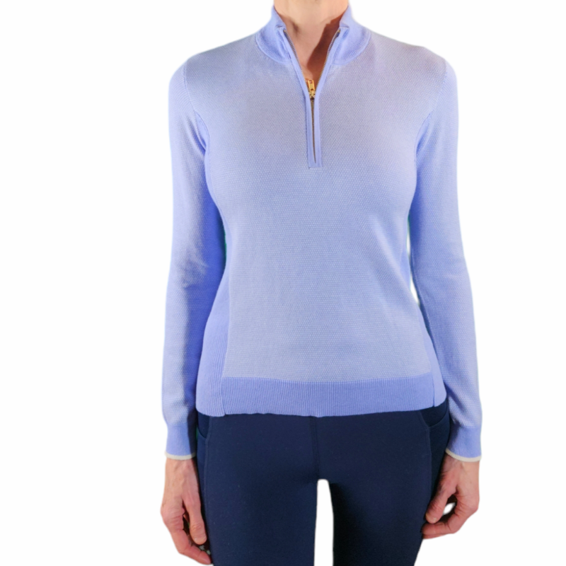 Alashan Cashmere Birdseye Zip Sweater - Lavender