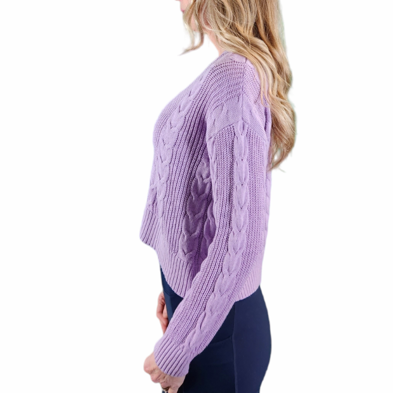 Alashan Cashmere Cable Cardigan - Lavender