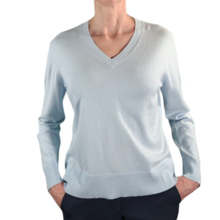 Alashan Cashmere Lyla V- Neck Sweater - Blue/Flower