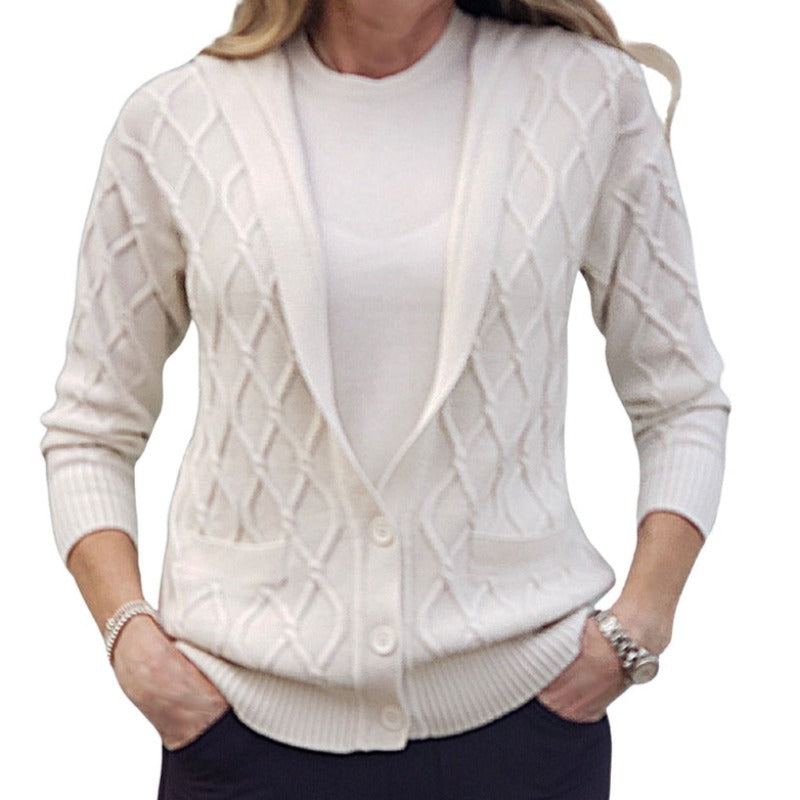 Alashan Cashmere Pearl Keyhole Top - Ivory