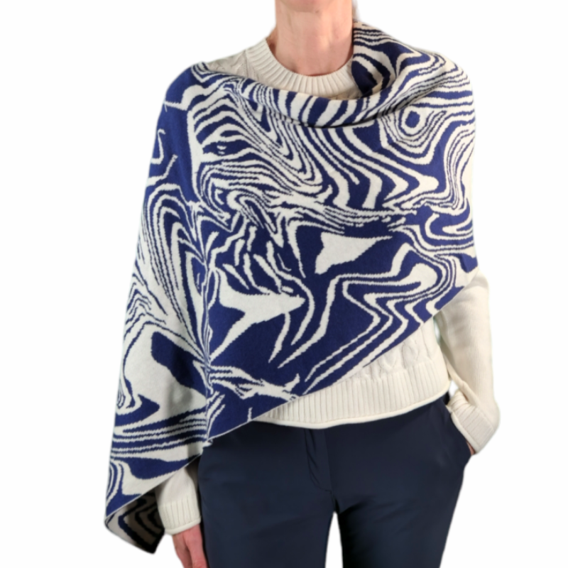 Alashan Cashmere Swirl Topper - Navy/Ivory