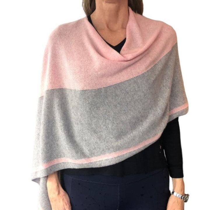 Alashan Cashmere Topper - Pink/Grey