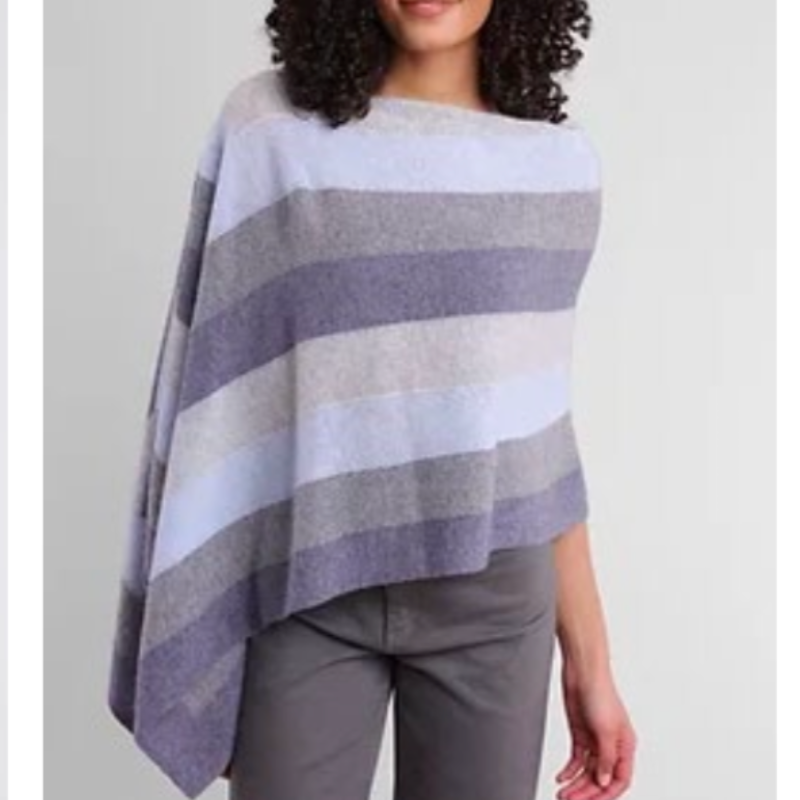 Alashan Cashmere Winter Stripes Topper - Bluestone