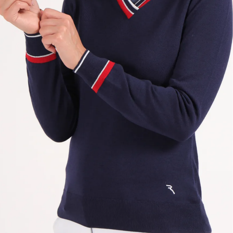 Chervò Nappa V-Neck Sweater - Navy