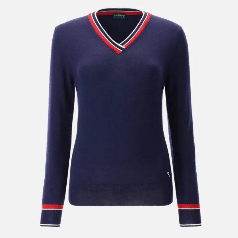 Chervò Nappa V-Neck Sweater - Navy