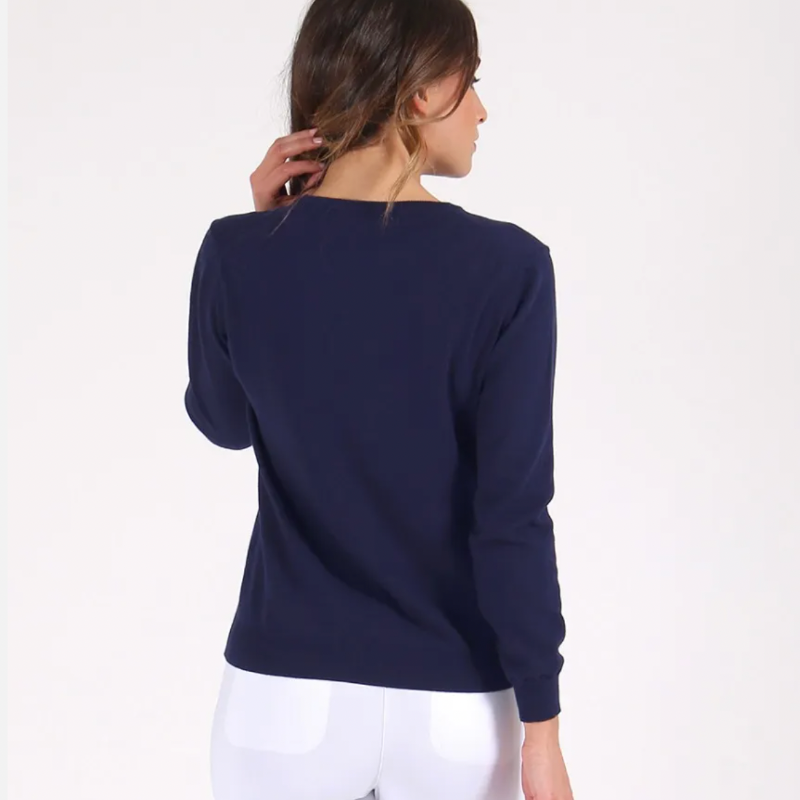 Chervò Nebbiolina Cotton V-neck Sweater - Navy