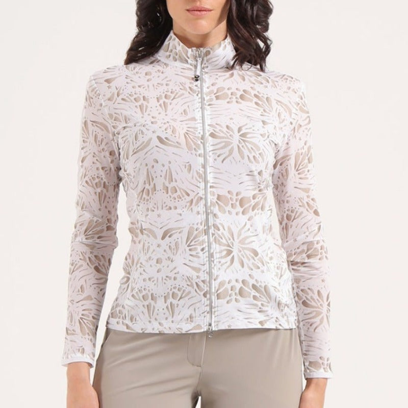 Chervò Petronilla L/S Top - White/Taupe Print