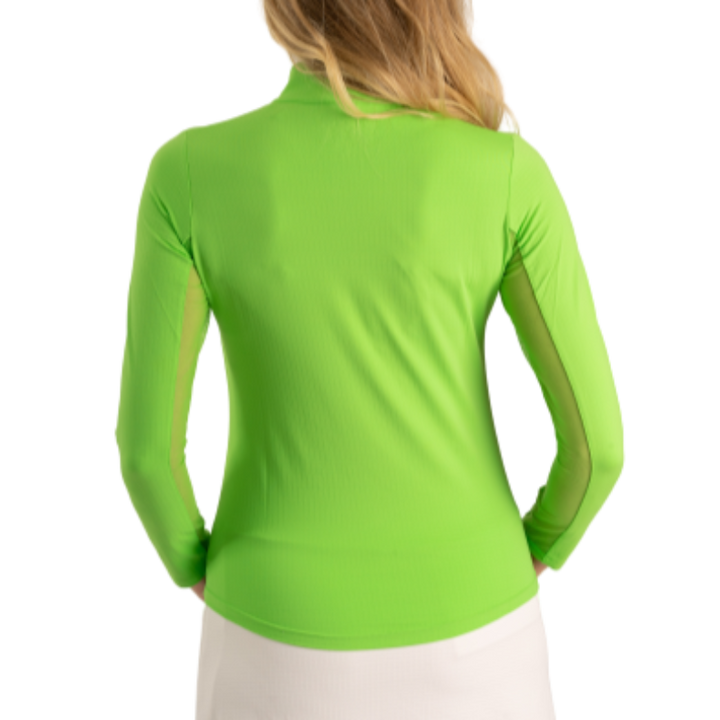 IBKUL Solid L/S Mock Neck Top - Lime Green