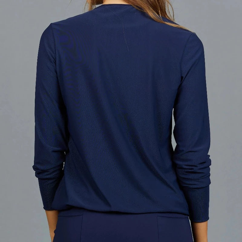 Denise Cronwall V-Neck Pullover - Navy Mesh