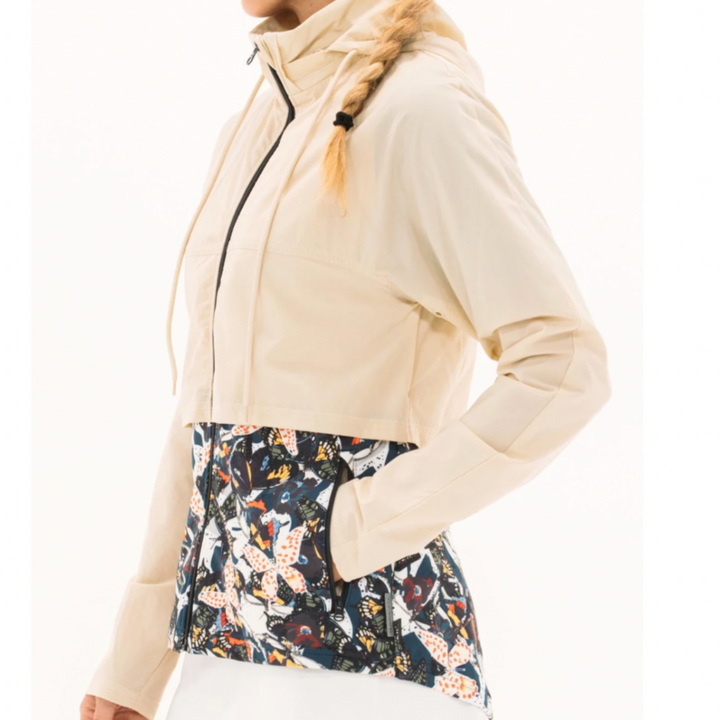 Foray Golf 2 Layer Hooded Jacket - Cream/Floral