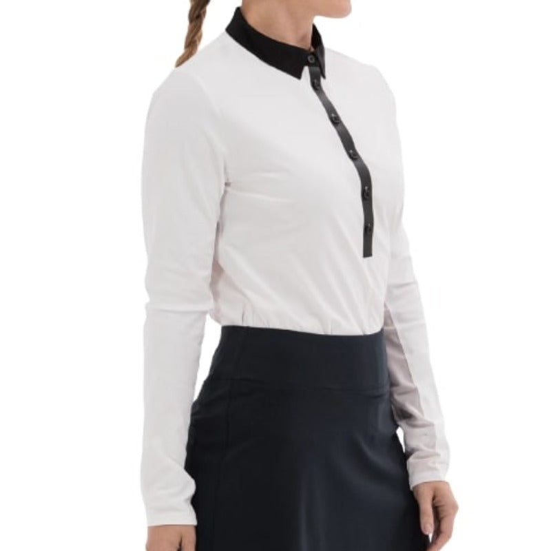 Foray Golf Core L/S Polo (mesh arm) - White /Navy