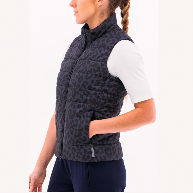 Foray Golf Edit Quilted Packable Vest - Navy Leopard