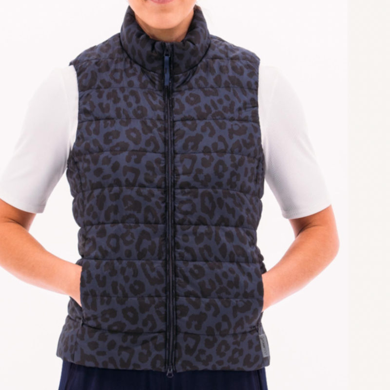 Foray Golf Edit Quilted Packable Vest - Navy Leopard