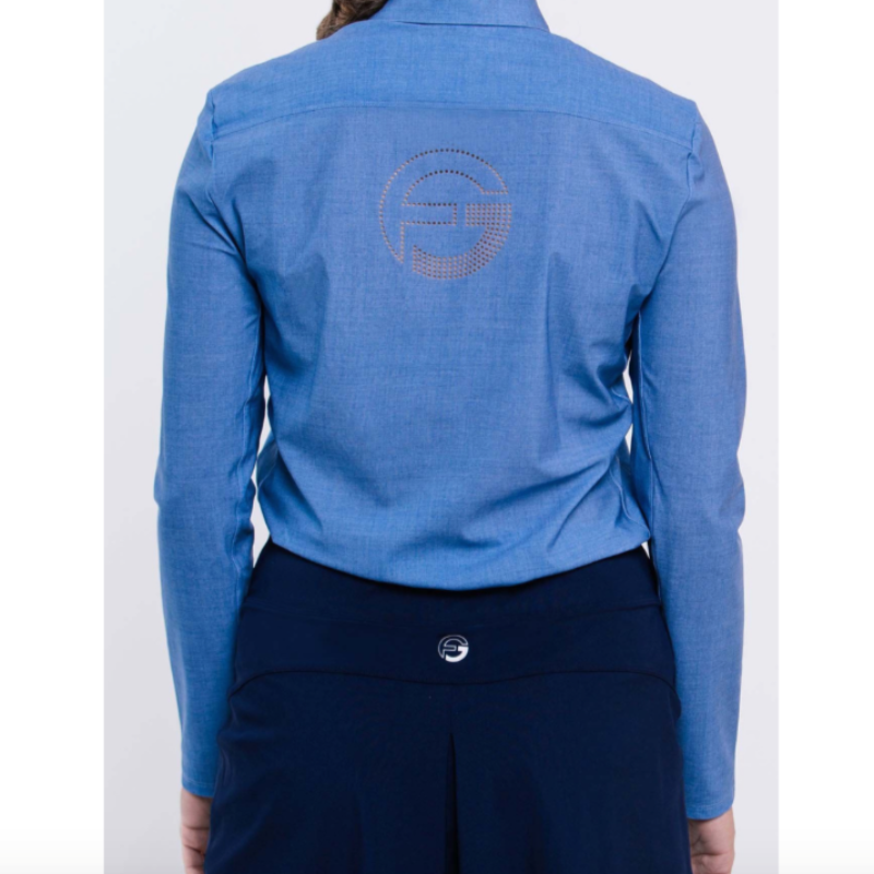 Foray Golf L/S Polo - Blue Chambray