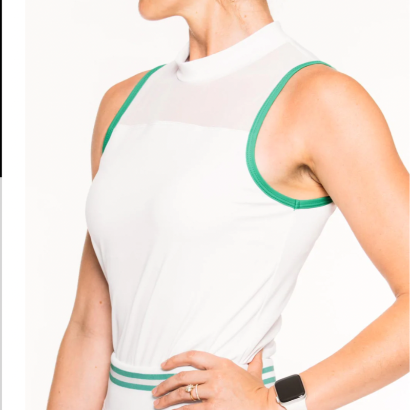 Foray Golf Mesh Insert Tennis Top - White/Green