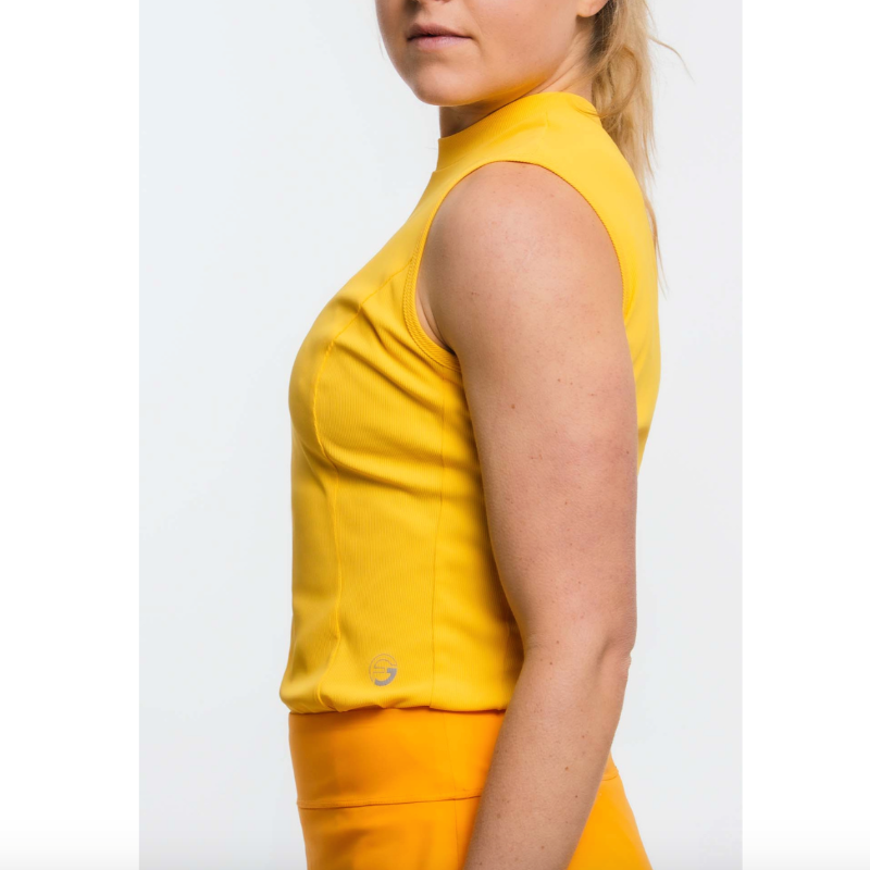 Foray Golf Mock Neck S/L Rib Top - Yellow