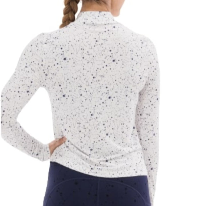 Foray Golf Printed L/S Mock Neck-White/Navy Star