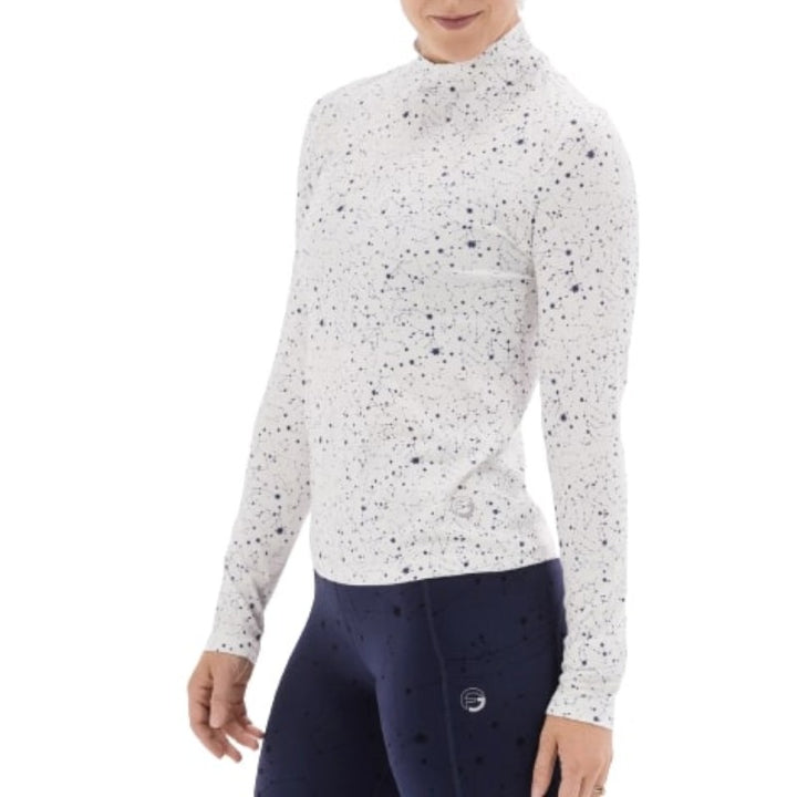 Foray Golf Printed L/S Mock Neck-White/Navy Star