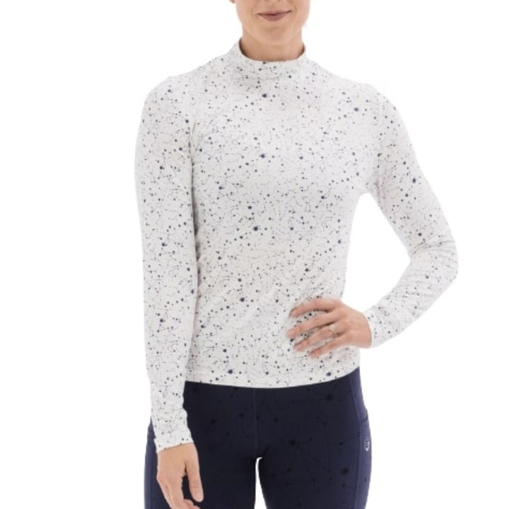 Foray Golf Printed L/S Mock Neck-White/Navy Star