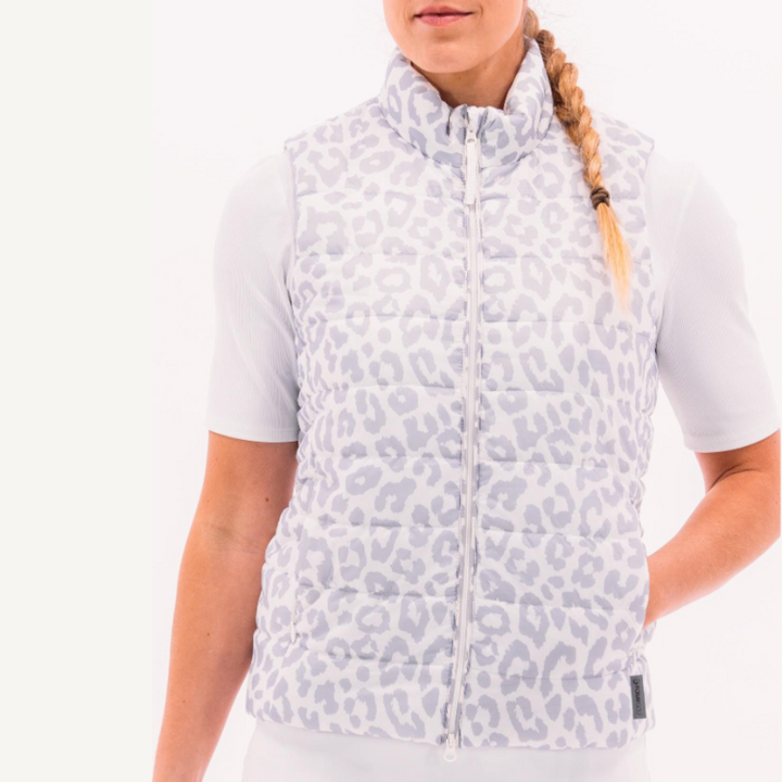 Foray Golf Quilted Packable Vest - White Leopard