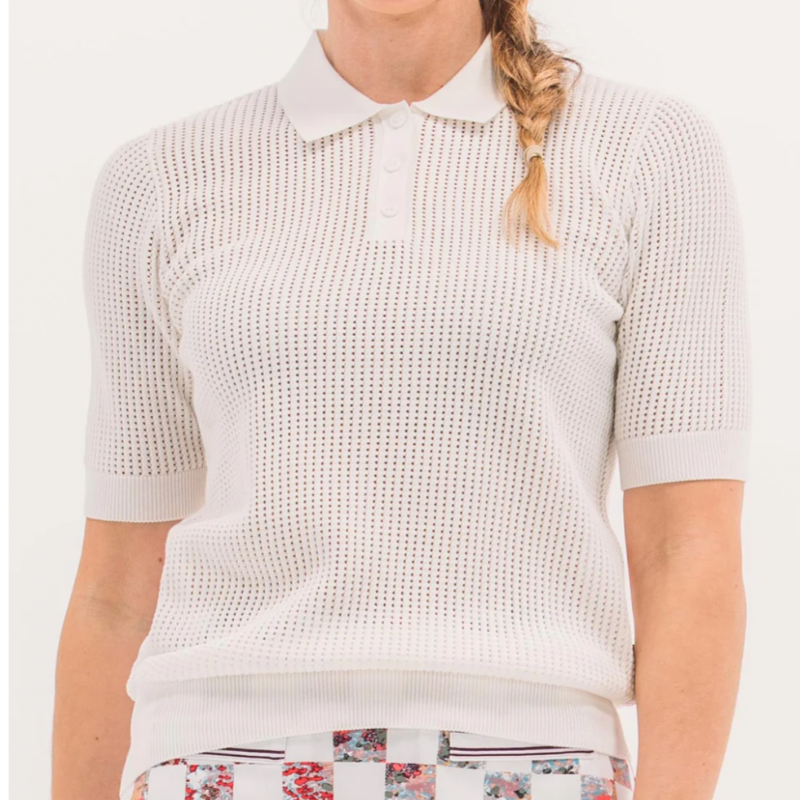 Foray Golf Textured Knit S/S Polo - White