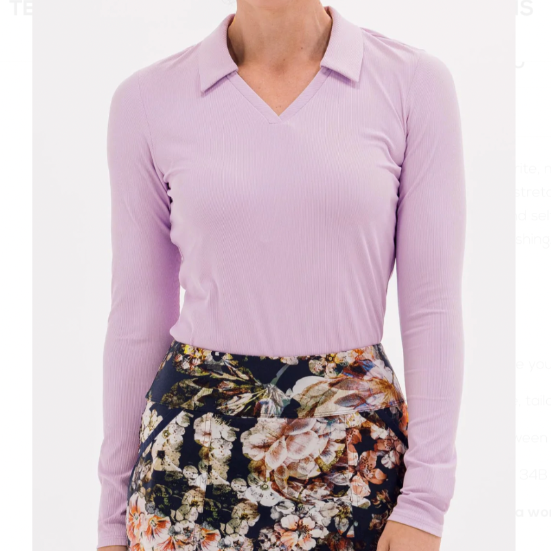 Foray Golf V-Neck Rib L/S Polo - Purple Rose