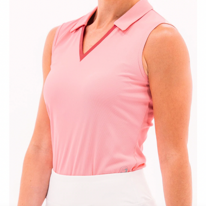 Foray Golf V-Neck S/L Polo - Pink