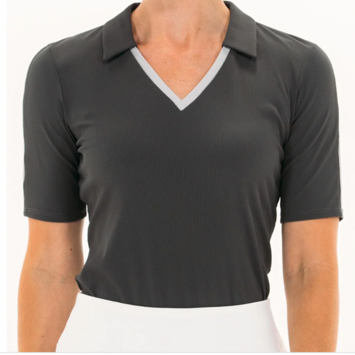 Foray Golf V-Neck S/S Polo - Grey