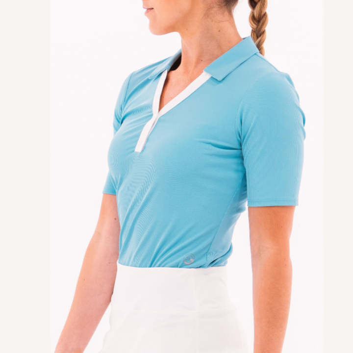 Foray Golf V-Neck S/S Polo - Light Blue