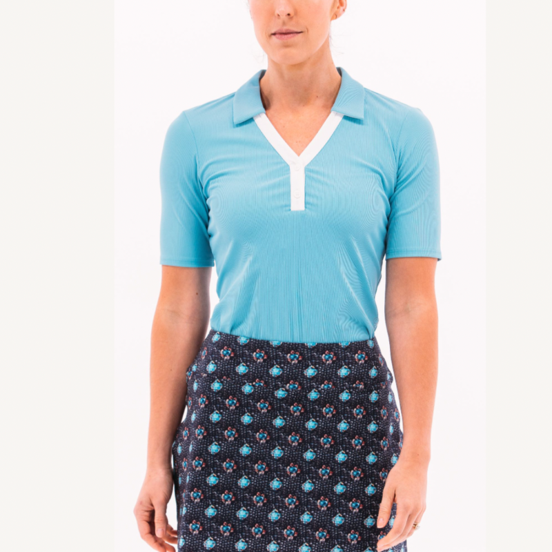 Foray Golf V-Neck S/S Polo - Light Blue