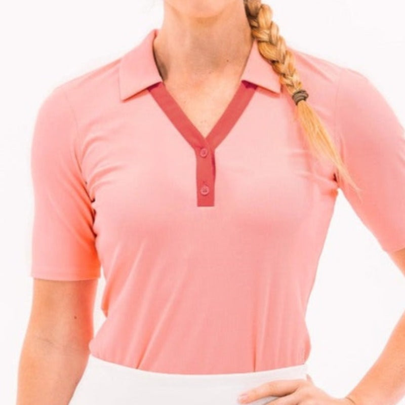 Foray Golf V-Neck S/S Polo - Pink