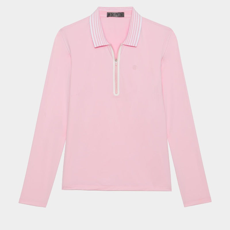 G/FORE Featherweight Zip L/S Polo - Blush