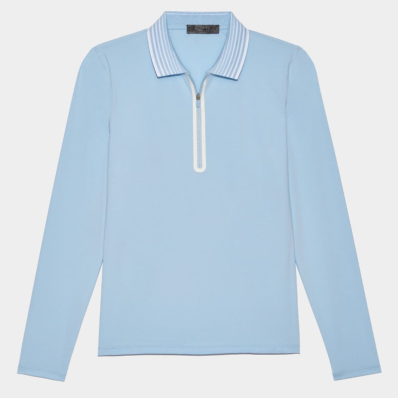 G/FORE Featherweight Zip L/S Polo - Sky