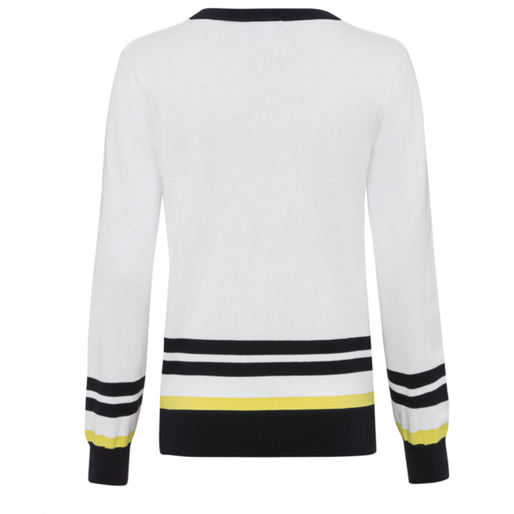 Golfino Atlantic Cruise V-Neck Pullover-White Stripe