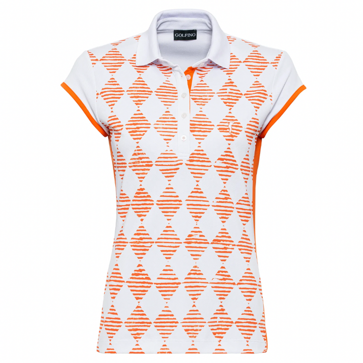 Golfino Natural Light Cap Sleeve Polo - White/Orange