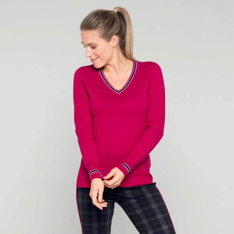 Golfino PT V-Neck Sweater - Fuchsia