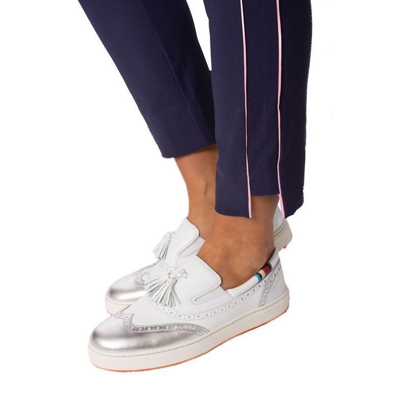 Golftini Ankle Pant - Navy/Pink Stripe