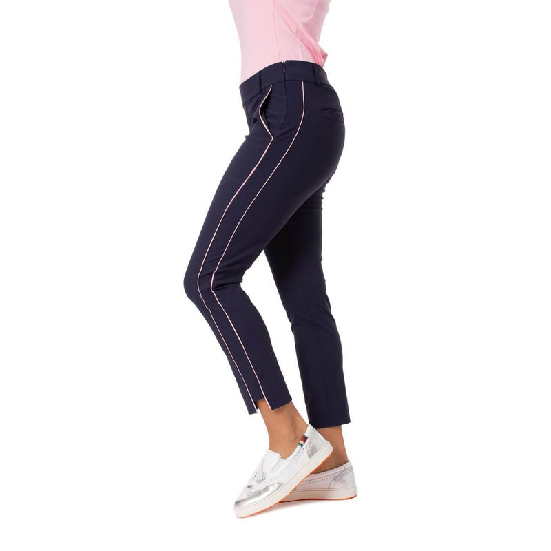 Golftini Ankle Pant - Navy/Pink Stripe