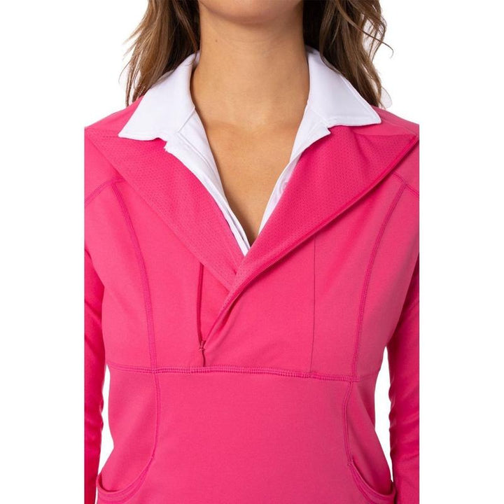 Golftini Contrast Quarter Zip - Hot Pink