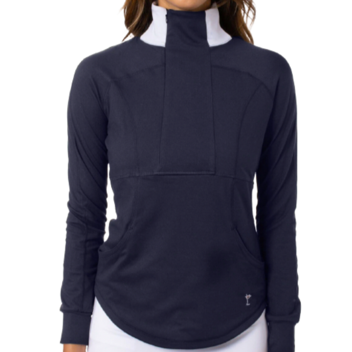 Golftini Contrast Quarter Zip - Navy/White