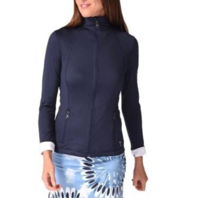 Golftini Double Zip Tech Jacket - Navy/White