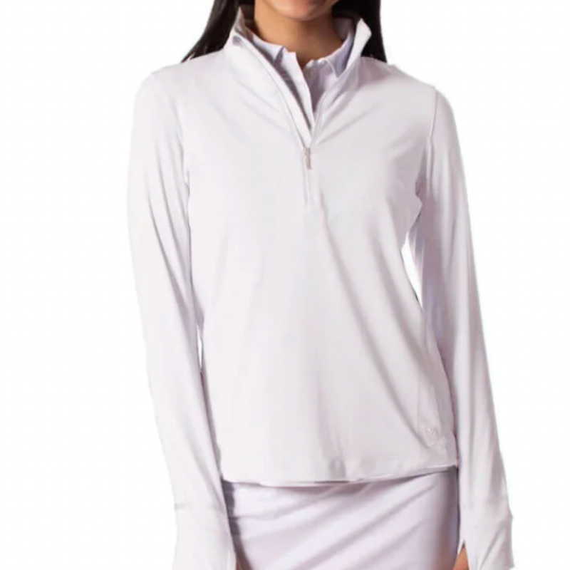 Golftini Fabulous L/S Mock Polo - White/Silver – Open Court
