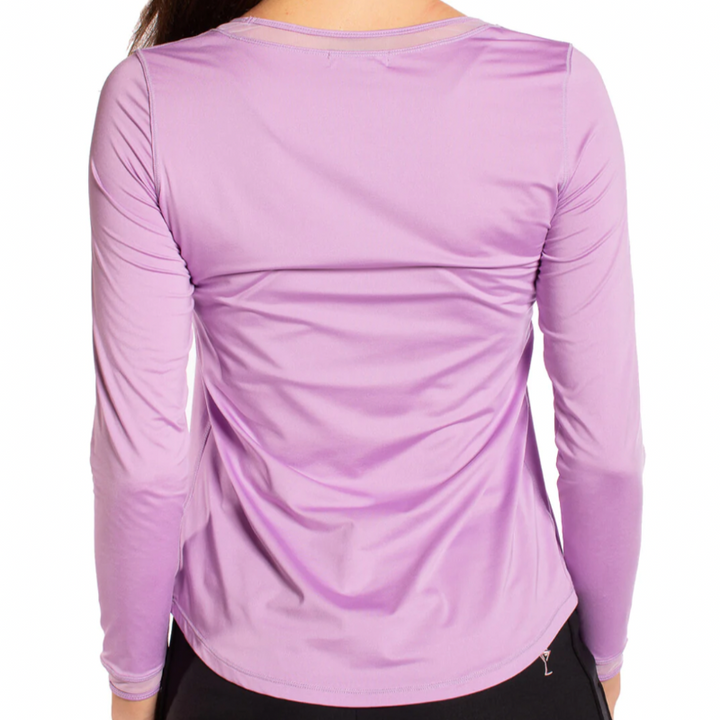 Golftini L/S Mesh Trim Top - Lavender