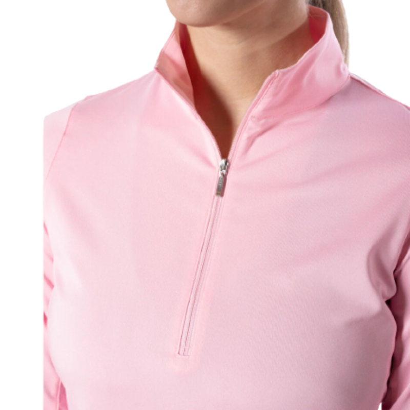 Golftini L/S Zip Mock Stretch Top - Light Pink