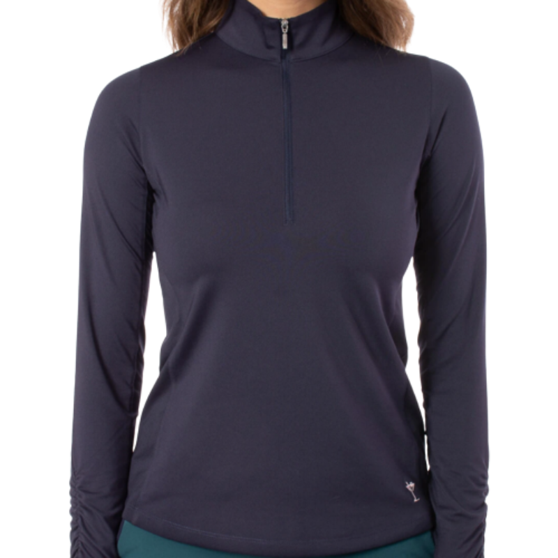 Golftini L/S Zip Mock Stretch Top - Navy