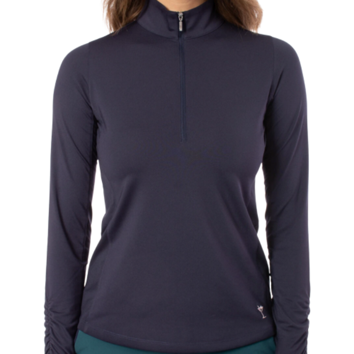 Golftini L/S Zip Mock Stretch Top - Navy