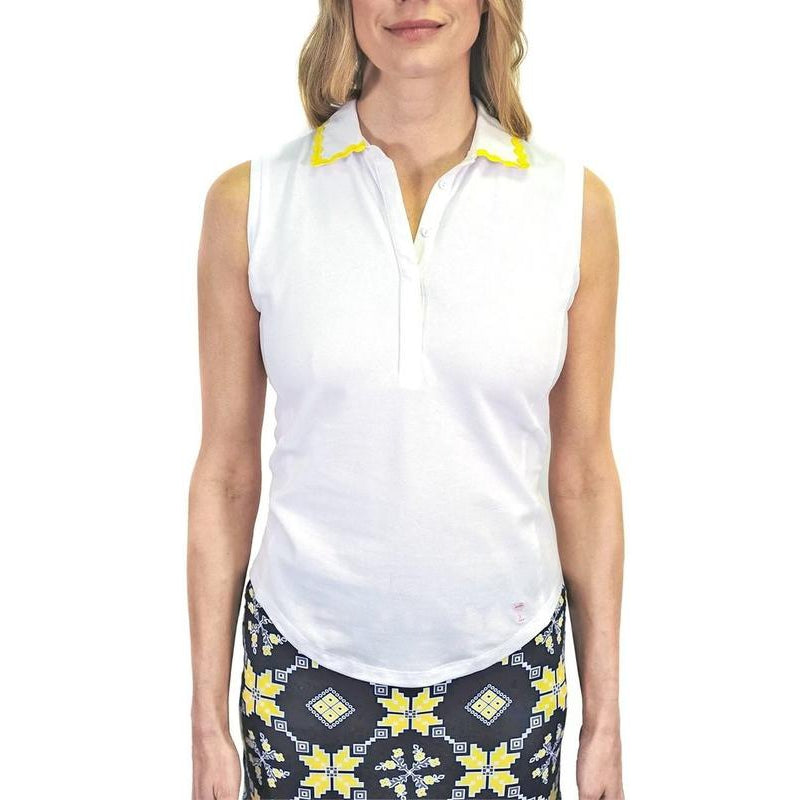 Golftini S/L Ric Rac Polo - White/Yellow