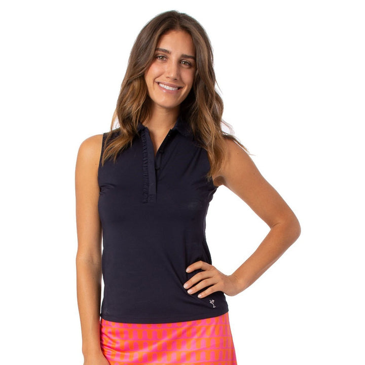 Golftini S/L Ruffle Tech Polo - Navy